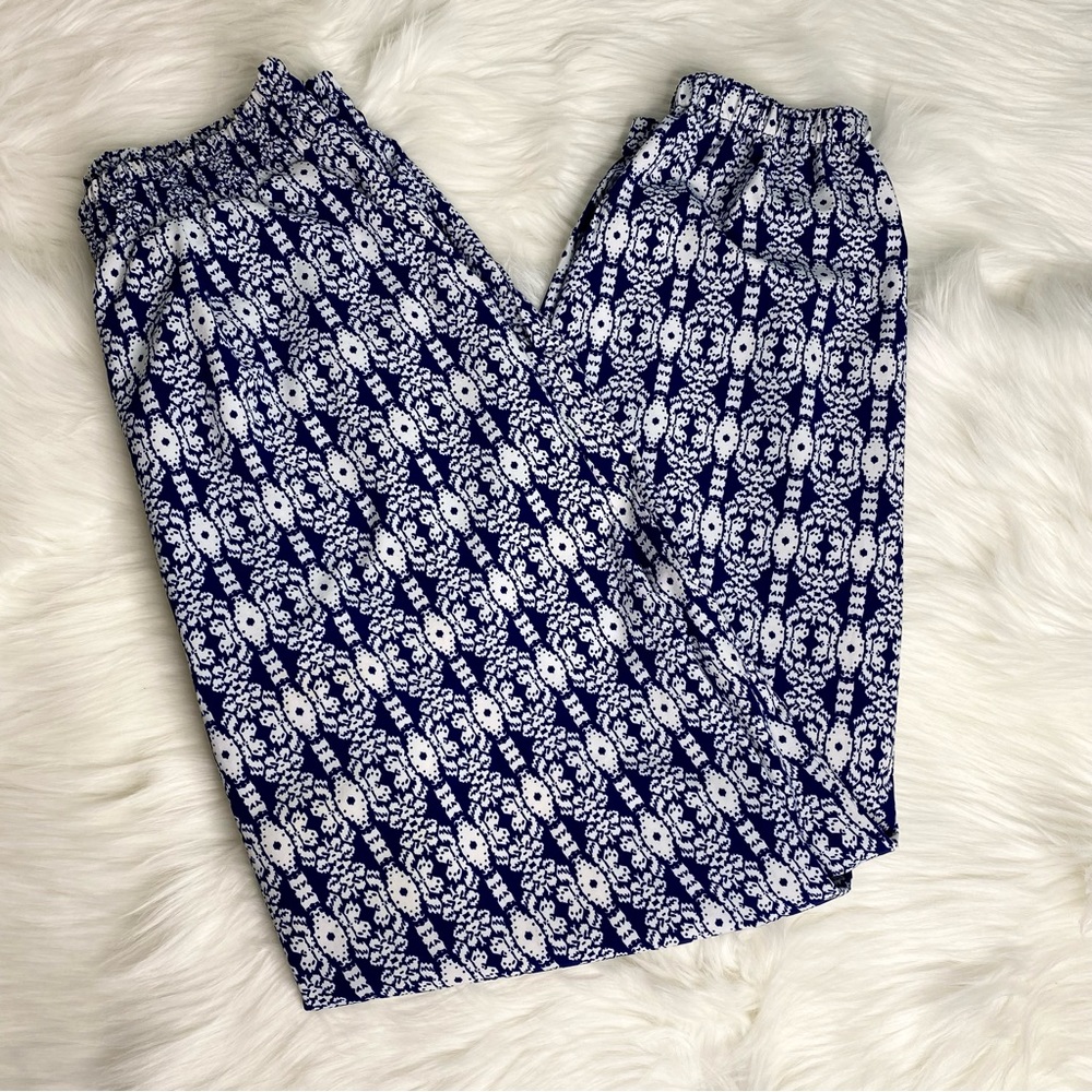 Xhilaration Dark Blue and White Print Jogger Style Pants
